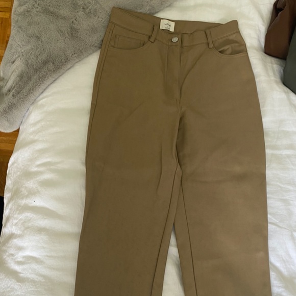 Aritzia melina leather pants grey taupe (regular length NOT cropped) - Picture 4 of 6